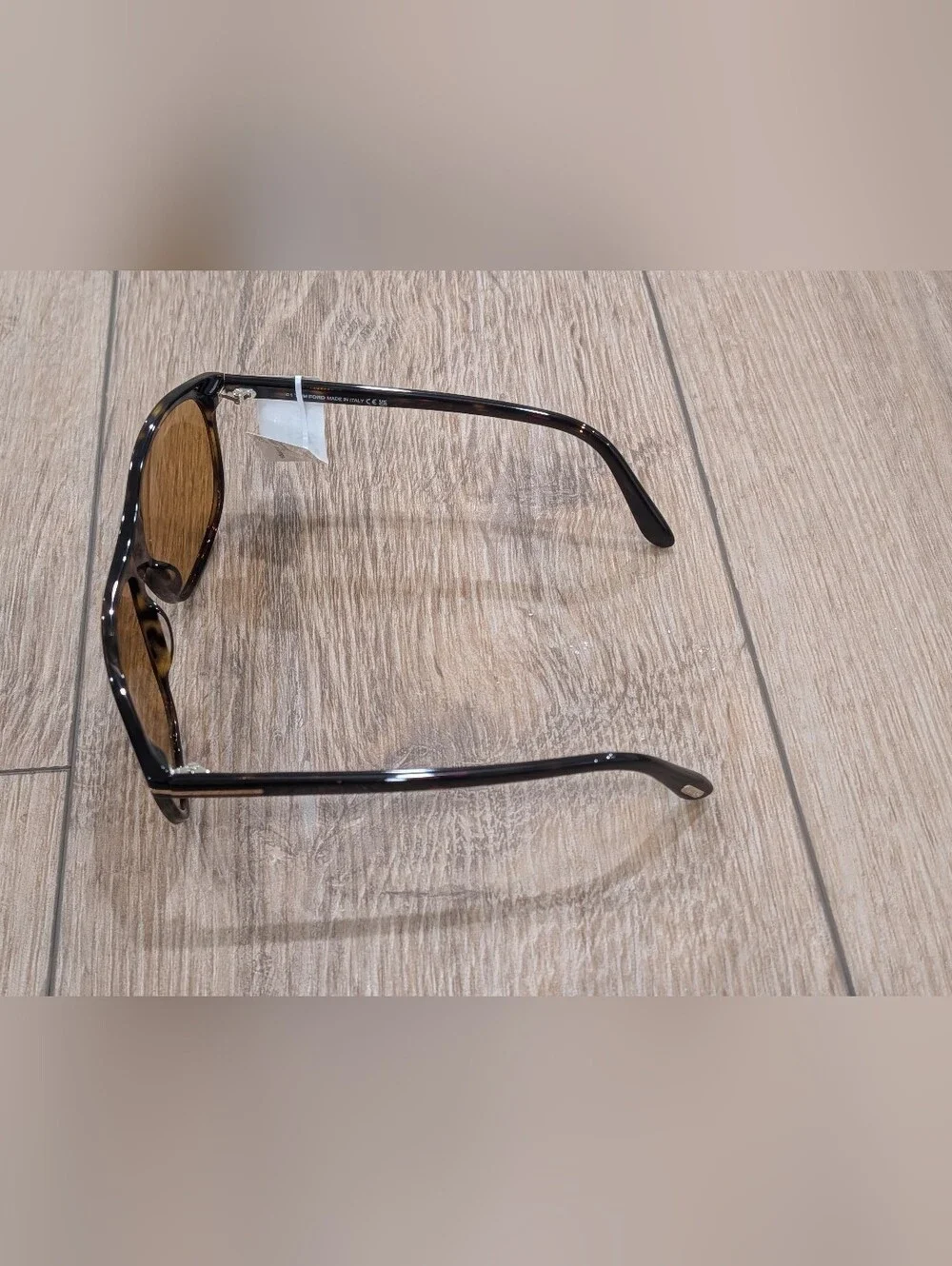 $465 Mens Authentic TOM FORD Prescott 60mm Square Sunglasses Dark Havana/Amber
